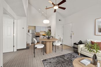 Spacious modern room with dining table